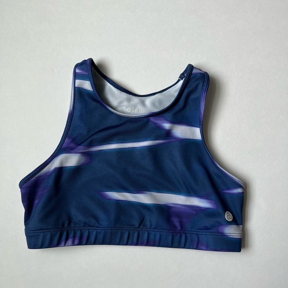 Zella Girl blue purple white crop top size large (10/12)